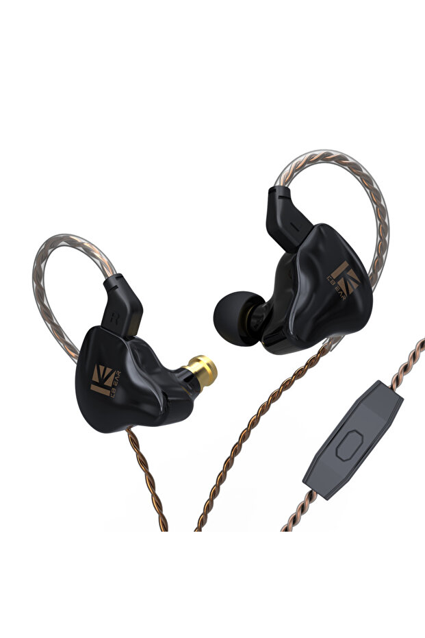 Black with mic KBEAR KS1 Dual Magnetic Circuit Dynamic Wired Earphone Gaming Headphones In Ear Monit