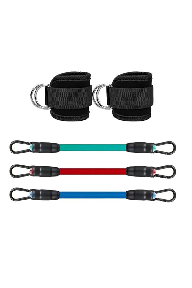 black-5pcs Ankle Straps Resistance Bands Set Fitness Workout Exercise Equipment Ankle Weight Yoga El