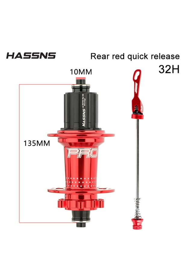 PRO7 Red Rear HASSNS PRO7 Mtb Hub 32 24 Holes Bearing Mountain Bike Freehub Rear Hub 32h 24h Noisy C