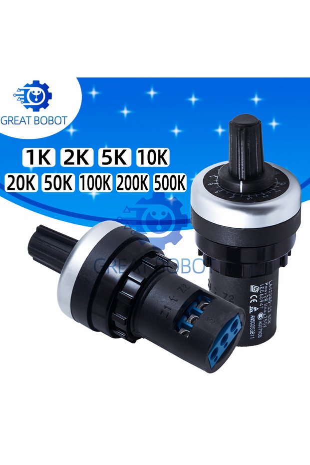 10K Ohm BS LA42DWQ-22 1K 2K 5K 10K 20K 50K 100k 200k 500K 22mm Diameter Pots Rotary Potentiometer R