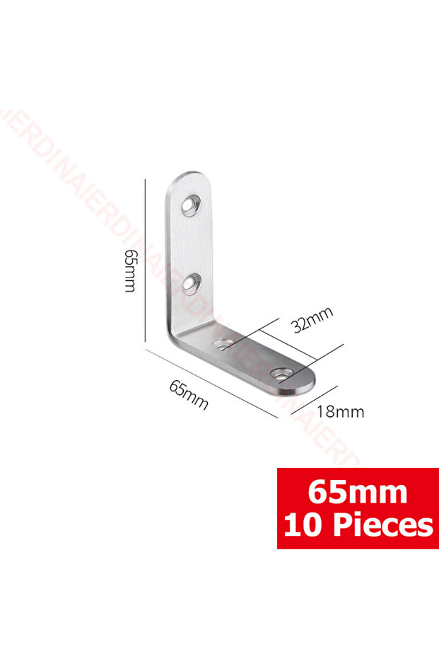 65x65x18mm 06 NAIERDI 10PCS 90 Degree Angle Corner Brackets Stainless Steel Corner Brace Fastener Wa