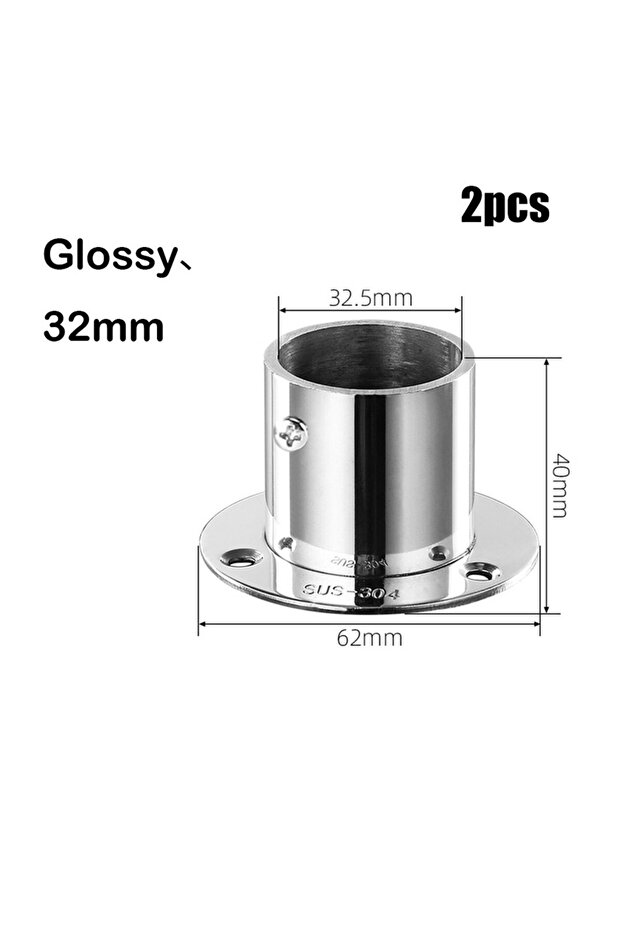32mm 2pc 19-32mm Stainless Steel Wardrobe Support Closet Rod Flange Bracket Clothes Rod For Seat Han
