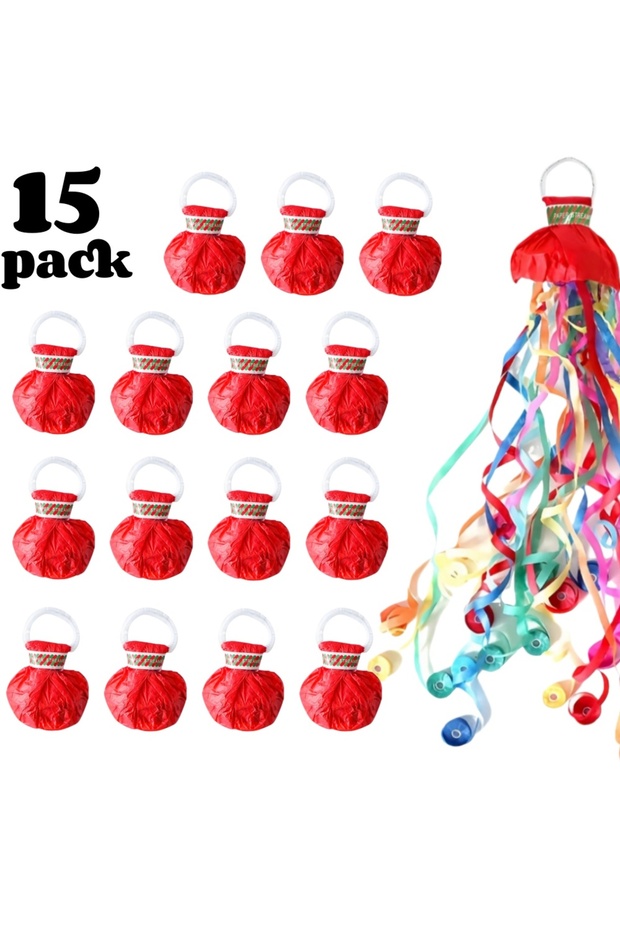 15pcs Red 2/15pcs Hand-Thrown Confetti Explosions Paper Popper Streamers for Birthdays Wedding Holid