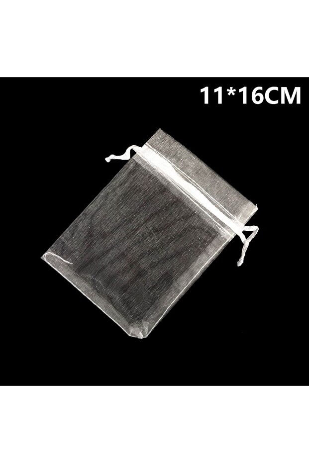 11cmx16cm(25PCS) white 25/50Pcs White Drawstring Pocket Drawable Candy Pouches Organza Gauze Sachet