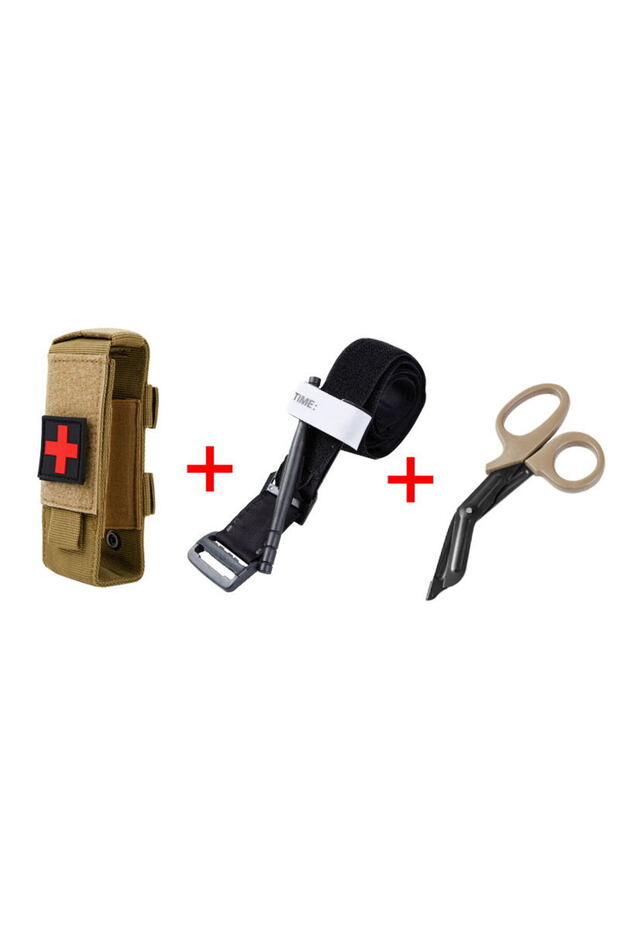 Khaki suit First Aid Kit Tourniquet Molle Survival Set Pouch Nursing Holder Scissors Bag Outdoor Equ