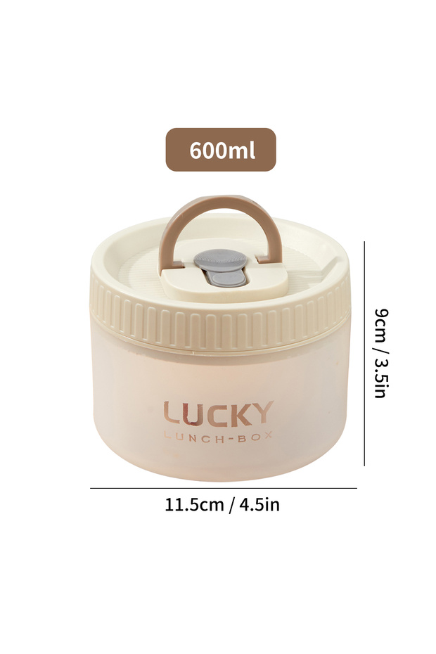 WORTHBUY Beige 600ML WORTHBUY Transparent Plastic Lunch Box With Handle Microwave Safe Leak-proof Be