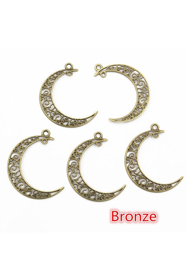 Bronze 41x30mm 10pcs 6 Colors Plated Moon Style Handmade Charms Pendant:DIY for bracelet necklace