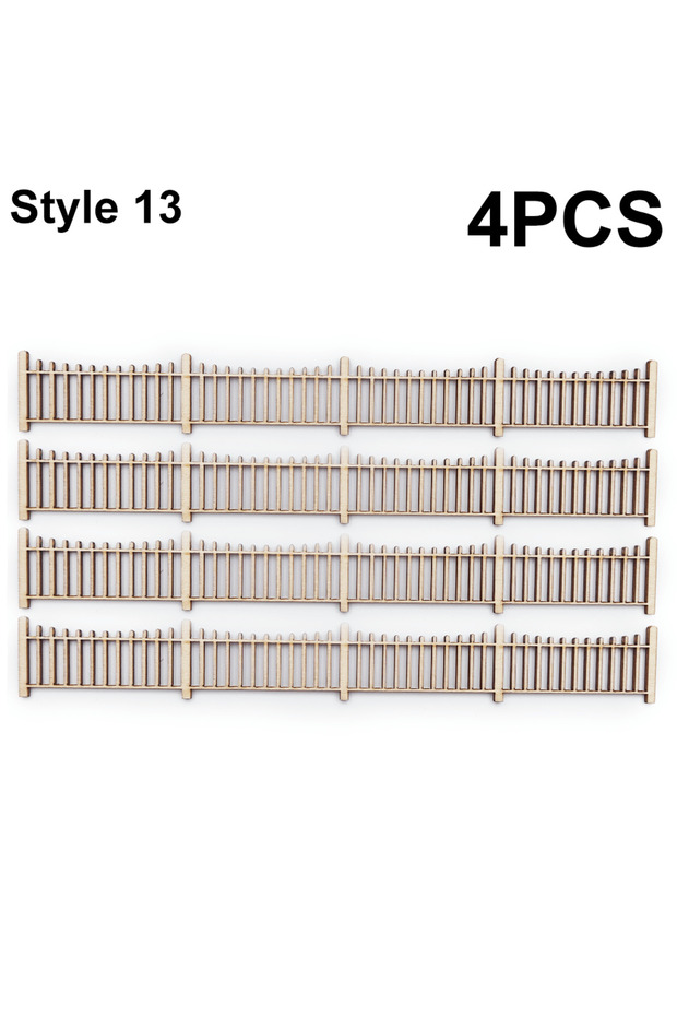 Style 13 4-Piece Wooden Garden Fence Model Kit (14 Options) - DIY Craft Building Kit, Wooden Sand Ta