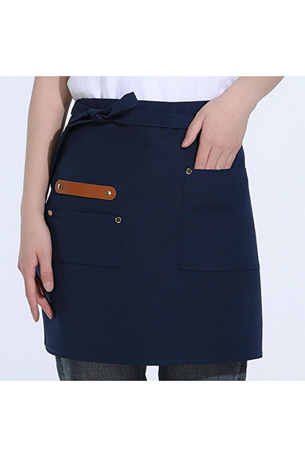 OneSize Navy blue 1 Piece Kitchen Canvas Apron, Ladies Restaurant Waitress Apron, With Extended Wais