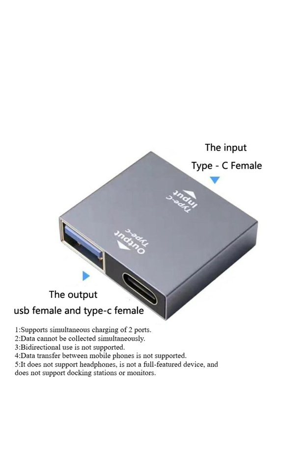 B USB C Female to Dual Female Splitter Hub Convter Adapter Type C Coupler Extender Extension Con