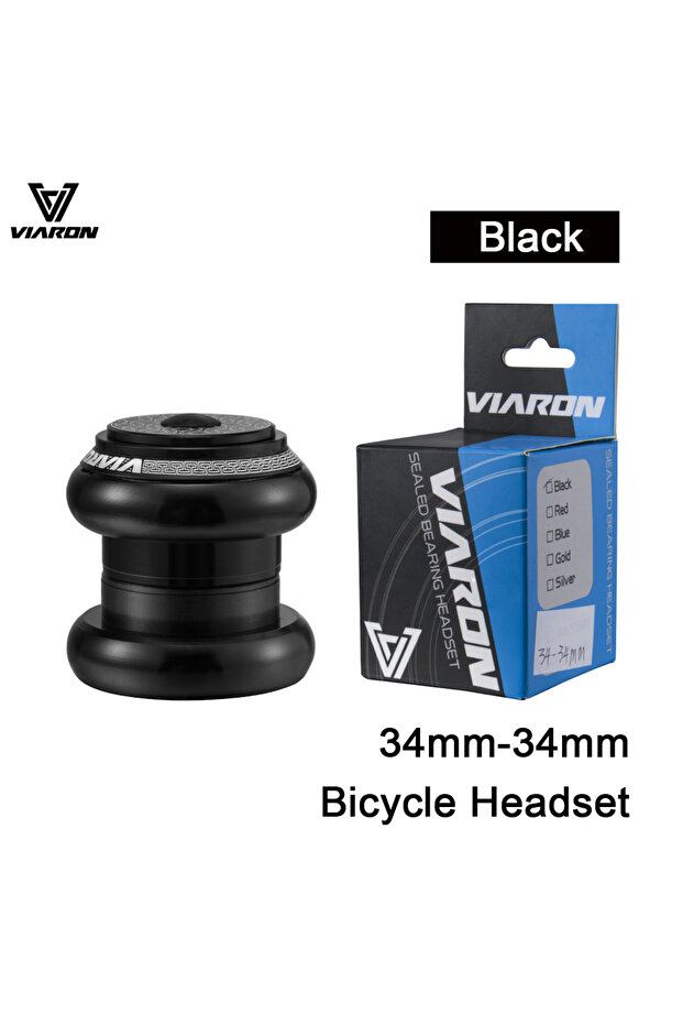 Black 34mm-34mm VIARON MTB Bicycle Headset 34/44/52/55/56mm CNC 1 1/8" 28.6 Spinal Canal/Straight Tu