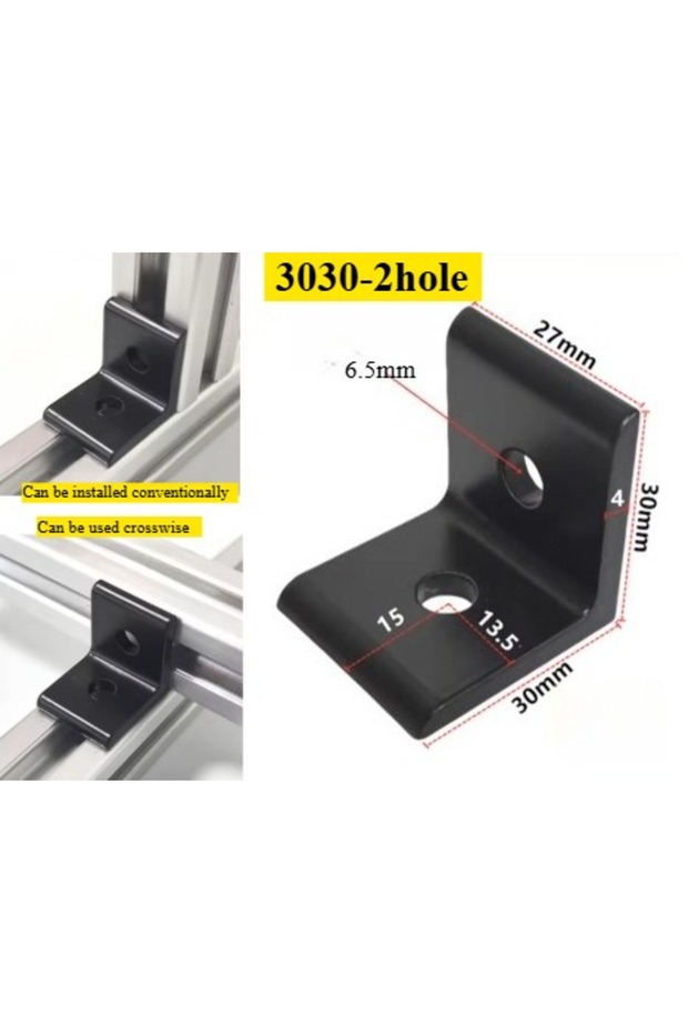 4pcs 3030-2 holes 4pcs 2020 2040 L Shape Black Corner Brackets Fitting Angle Aluminum 3030 3060 4040