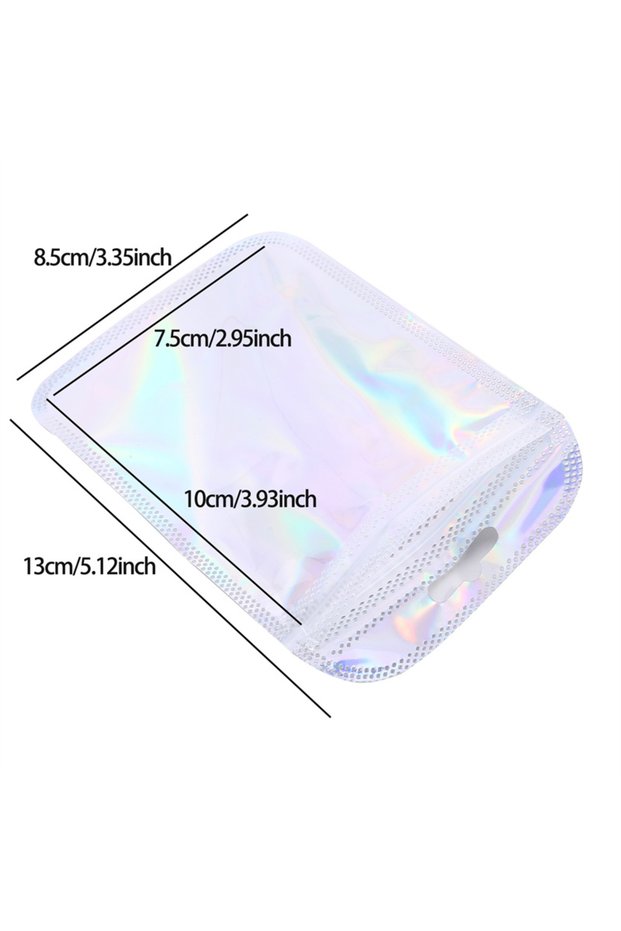 silver 8.5x13cm 50pcs Thicken Ziplock Bags Resealable opp Bags Holographic Laser Color Plastic Pouch