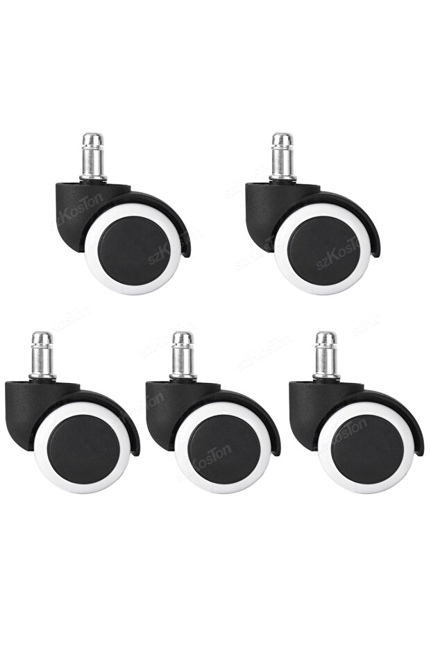 5pcs-White 5 Pcs 2inch Universal Mute Office Chair Wheel Caster Heavy Duty Swivel Castor Replace Fur