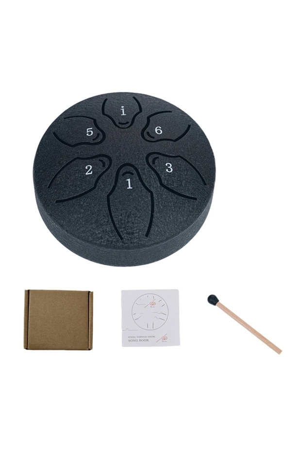 Black Steel Tongue Drum Portable Rain Drum Hand Pan Drum Percussion Musical Instruments 3 Inch 6 Not
