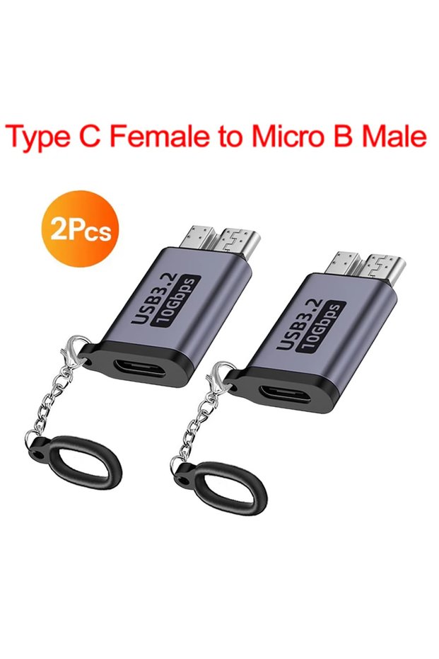 Micro B to C 2-pcs Micro B USB C 3.0 Male to Type C Female Adapter Type-C USB 3.0 Micro B Connector