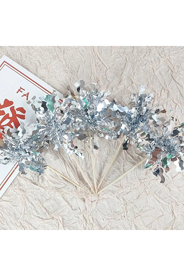 5Pcs Silver1 5/20Pcs Birthday Glitter Cake Topper Colorful Fireworks Tassels Cupcake Topper Wedding