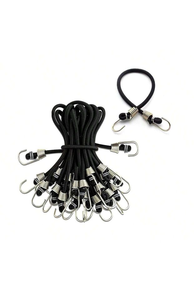 10Pcs Black 10Pcs Automobile and Motorcycle Elastic Cord Heavy Duty Luggage Straps Rope Hooks 25cm S