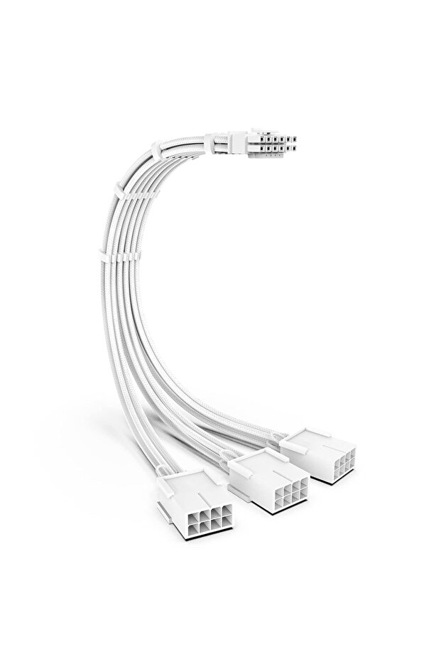 كابل تمديد PCI-e 5.0 16 سنًا (12+4) أبيض مع أمشاط كابل تمديد مزود الطاقة 12VHPWR 16AWG
