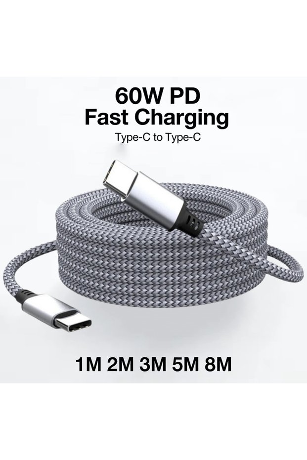2 meter USB C 60W 8m 5m 3m 2m 1m Type C Cable Fast Charging PD Cord Data Transmission C to C Chargin