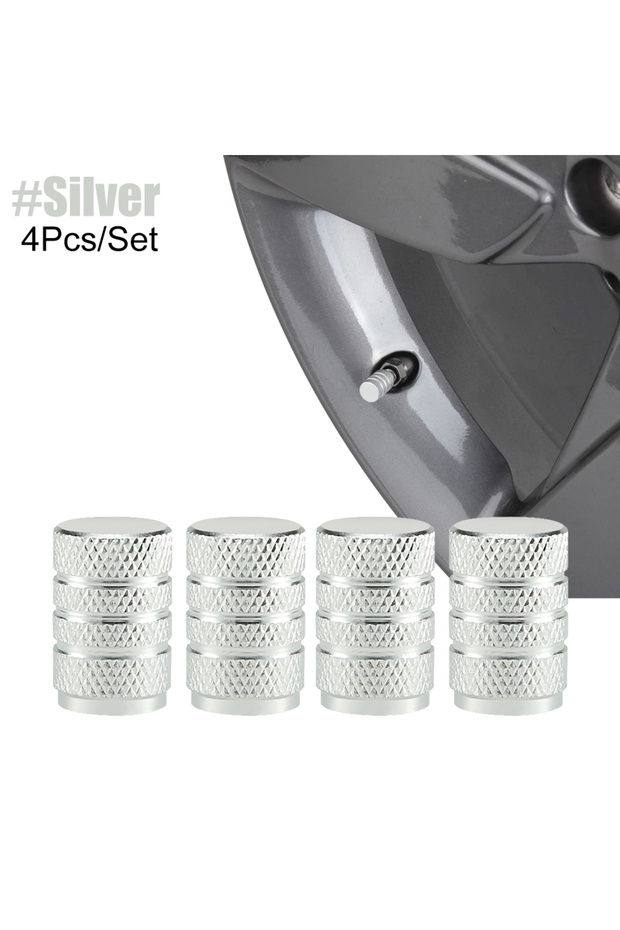 C0639-Silver AUTCOAT 4Pcs/Set Tire Stem Valve Caps Aluminium Car Dustproof Caps Tire Wheel Stem Air