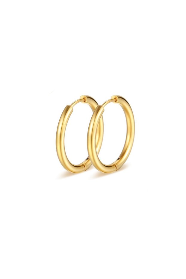 1Pairs-8mm-Gold 5 Pairs Huggie Hoop Earrings Set for Women Men Stainless Steel Lightweight Silver/Go