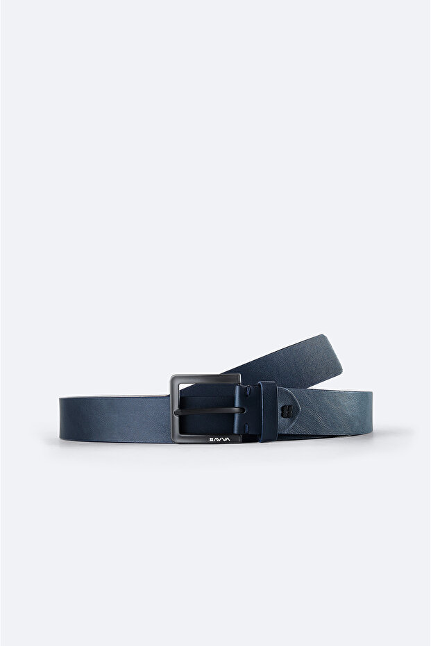 Men's Navy Blue 100% Polyurethane Textured Belt A41Y9305