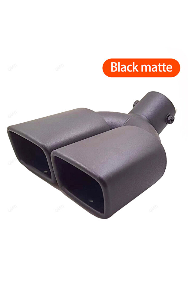 Matte Black Curved Exhaust Tip Universal Double Outlet Nozzle Rear Muffler Tip Stainless Steel Squar