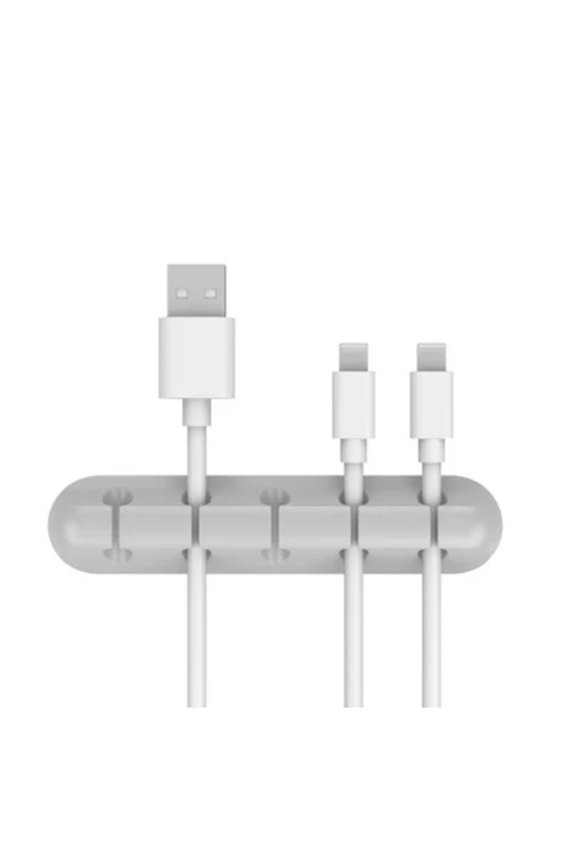 منظم كابل USB من السيليكون NNBILI ذو 5 فتحات باللون الرمادي، لفاف الكابل، مشابك إدارة سطح المكتب، حامل الكابلات
