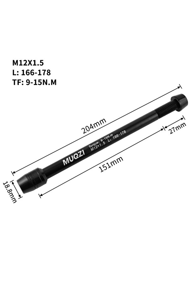 M12x1.5 166-178mm MUQZI Trainer Thru Axle Adapter M12 X 1.5/1.75 Thread 160-172mm 166-178mm Shaft Bi