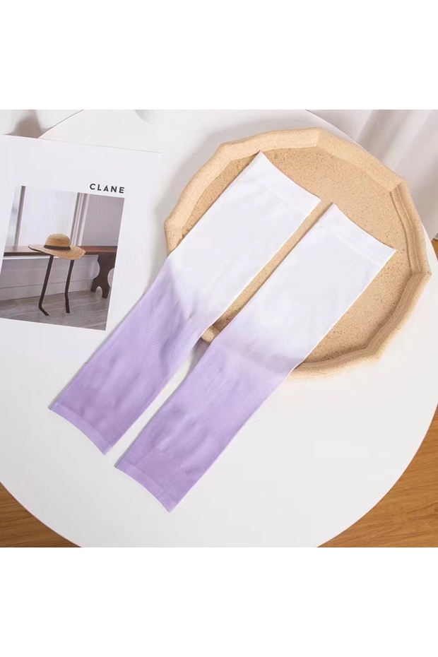 White Purple A Pair of Gradient Sunscreen and Colorful Summer Ice Silk Sunscreen Sleeves