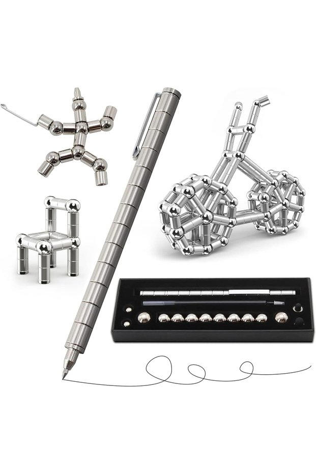 silver Decompression magnetic pen, fidgeting magnetic pen, multifunctional novel pen for relieving f
