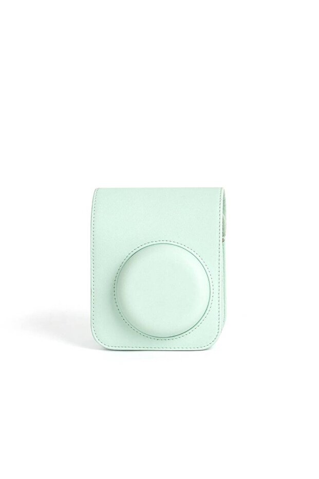 حافظة كاميرا Instax Mini 12 مصنوعة من الجلد الصناعي وحافظة ناعمة واقية باللون الأخضر الفاتح وحقيبة سفر لكاميرا Fujifilm Fi