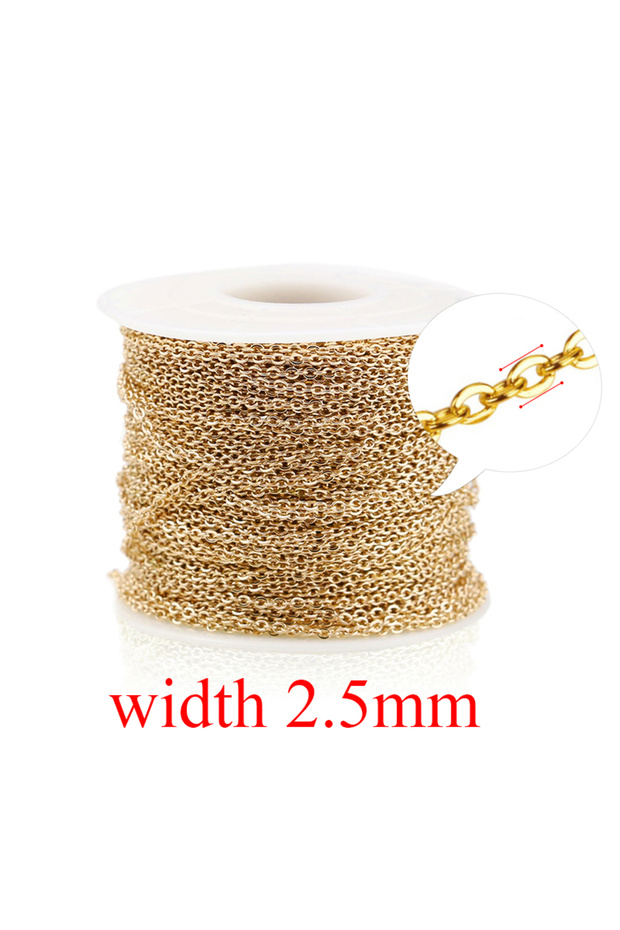 Gold 2.5mm 2m/lot Stainless Steel Cable Chain Bulk for Silver Rose Gold Chain 1mm 1.5mm 2mm 2.5mm Ne