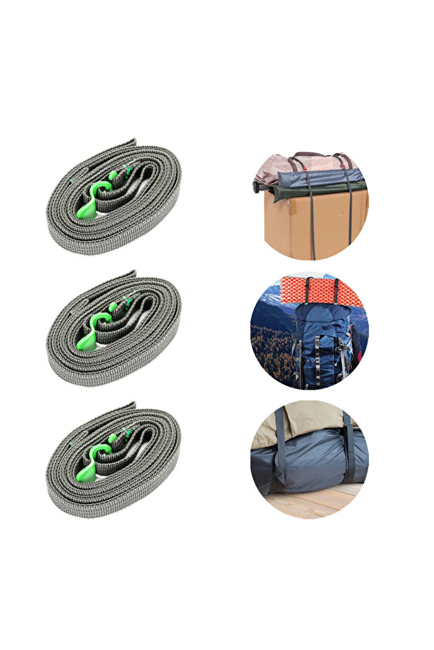 3PCS Green Travel Outdoor Baggage Backpack Nylon Rope With Quick Release Hook Hiking Climbing Belts
