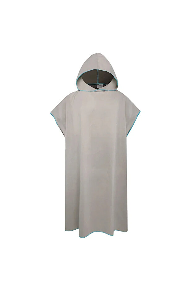 Grey Quick-drying Changing Robe Quick Dry Bathrobe Hooded Absorbent Bath Towel Swimming & Fitness Su