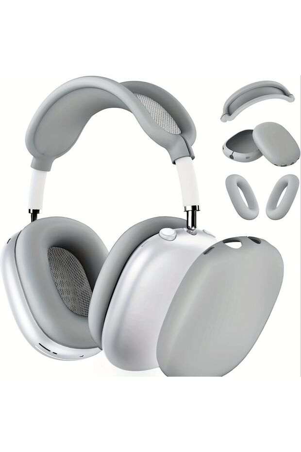 For AirPods Max Grey 3 in 1 Soft Silicone Skin Protector Headphones Case For Airpods Max Cases Anti