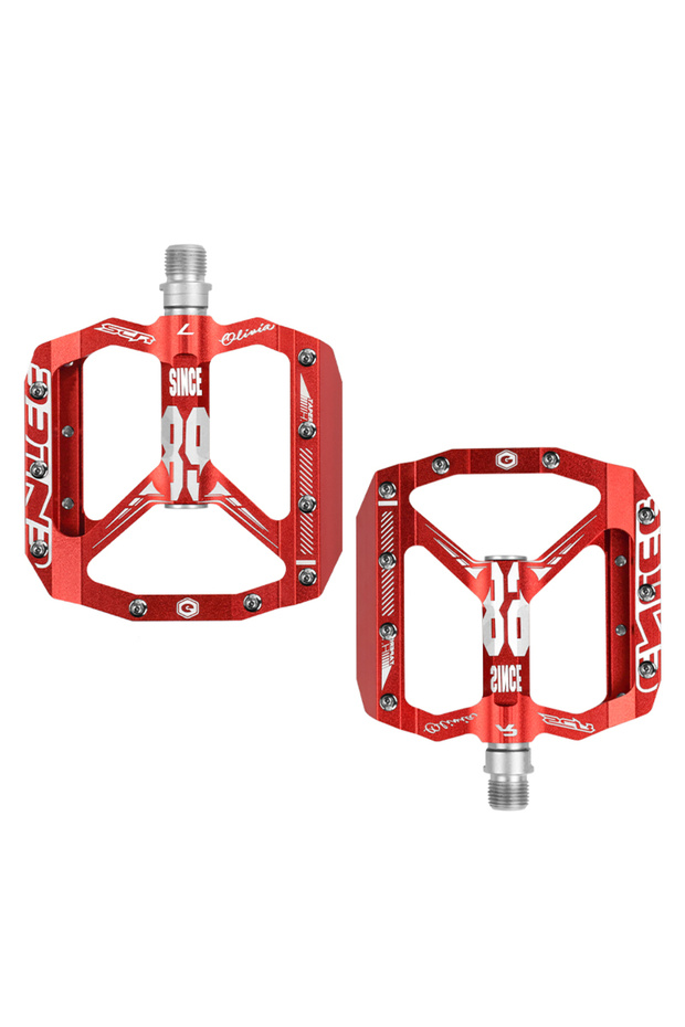 E89 red ENLEE Bike Pedals Aluminum Alloy Anti-slip Bicycle Pedals Ultralight Sealed Bearing One-piec
