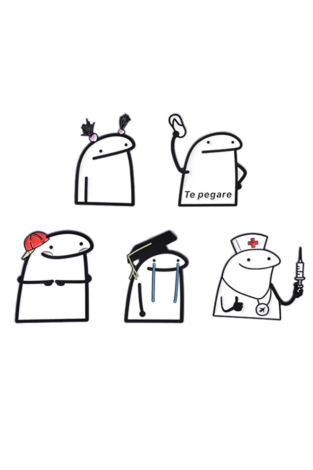 TZ2500 Flork Meme Figure Graduate Te Pegare Enamel Pins Funny Flork Nurse Handheld Syringe Thumbs Up