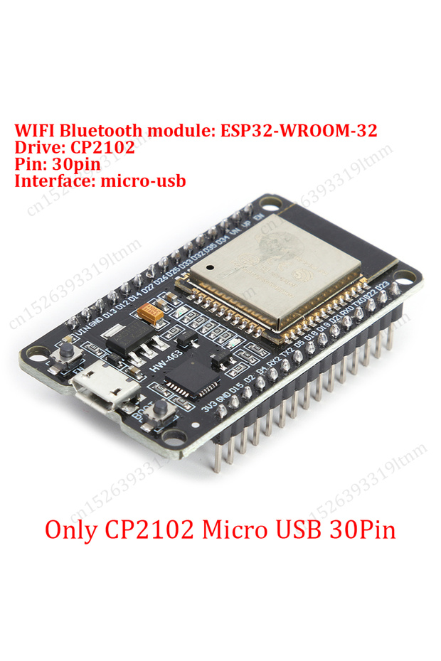 لوحة تطوير CP2102 microUSB ESP32، لوحة توصيل 30 دبوس، واي فاي + بلوتوث، استهلاك طاقة منخفض للغاية، معالج ثنائي النواة