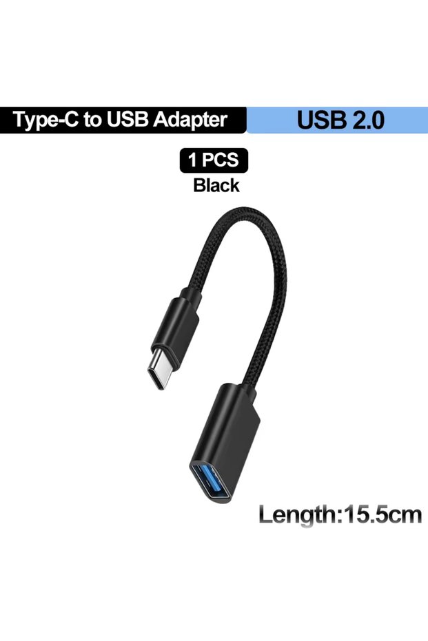 1x USB to C Cable For Mobile Phone USB Female to Type C Male Adapter OTG 15.5CM Long Cable For Xiaom