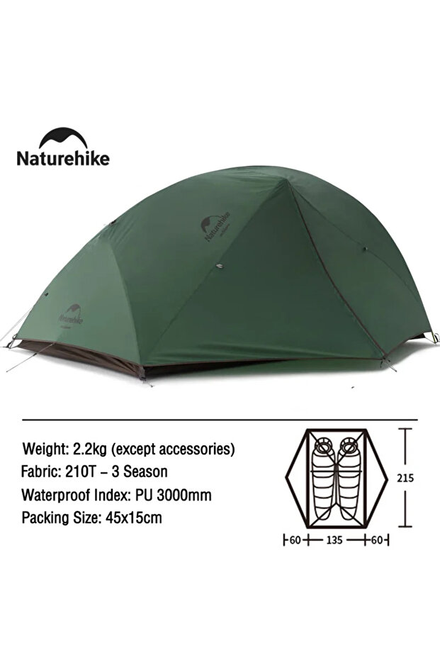 Green-210T Star River Camping Tent Ultralight Two Person Waterproof Backpackin