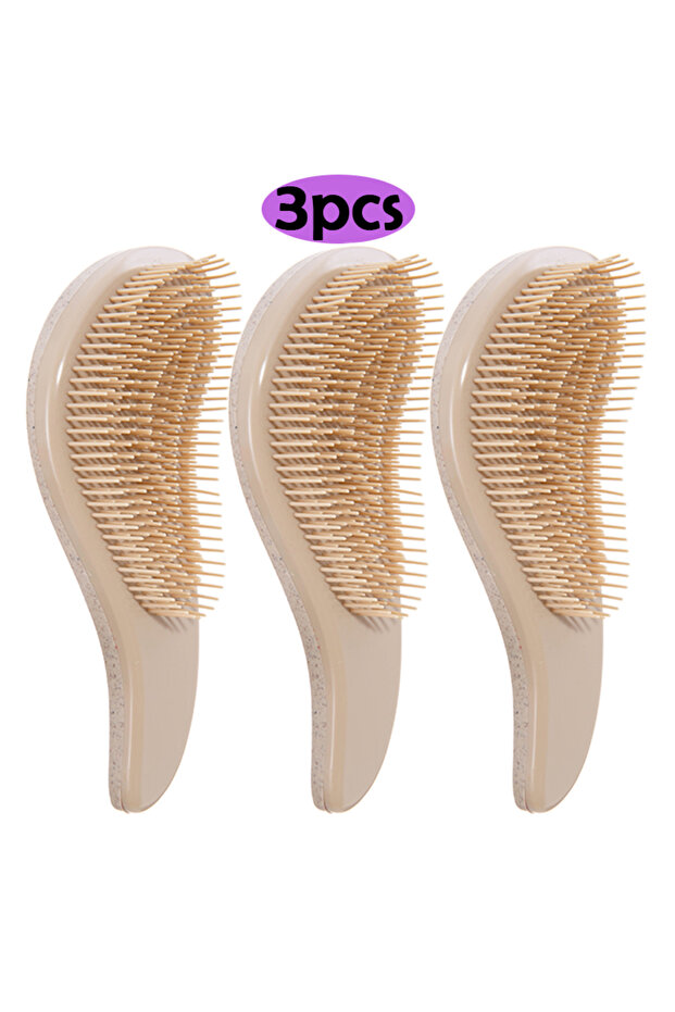 3pcs Beige 1/3pcs Magic Detangling Hairbrush Wheat Straw Scalp Massage Comb Soft Anti-static Gentle