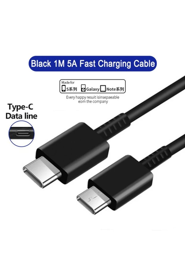 1M Black Type C PD Cable For S22 S21 S20 S23 S24 S25 Ultra 45W Super Fast Charging A54 A55 A34 5G N