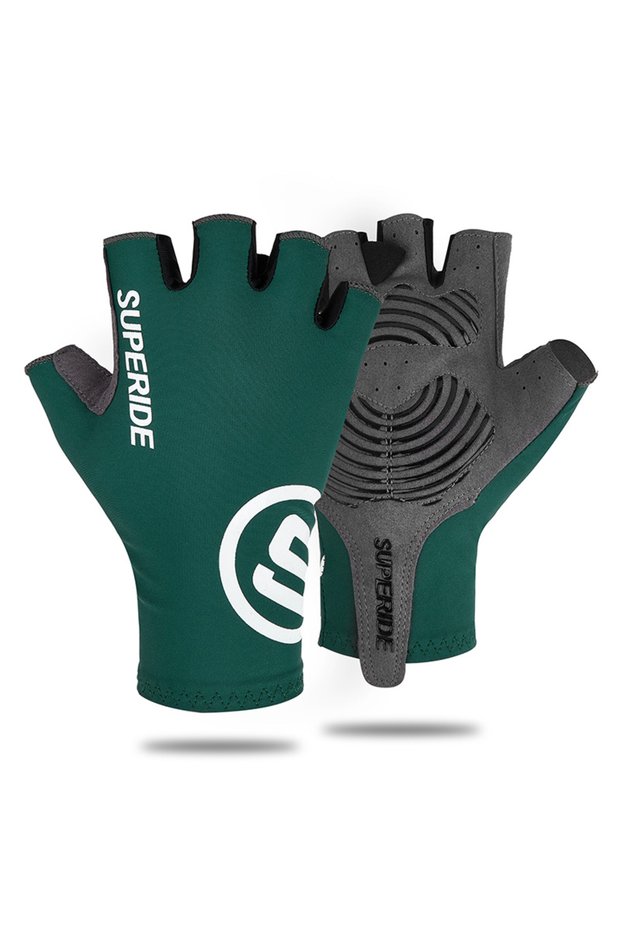 S Dark Green SUPERIDE Gel Padded Half Finger Cycling Gloves Men Women Breathable MTB Bicycle Gloves