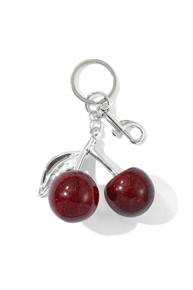 KC2411 Fashion Red Cherry Pendant Keychain, Cute Women's Bag Charm, Multifunctional Jewelry, Car Key