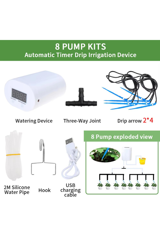 8 pump kit Automatic Plant Flower Watering Pump Home Sprinkler Drip Irrigation Device 4/8/16 Heads P