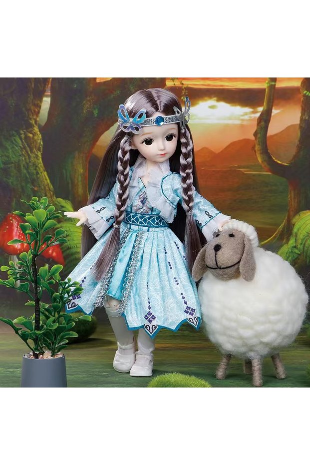 Doll and clothes D BJD Doll and Clothes Multiple Removable Joints 30cm 1/6 3D Eyes Doll Girl Dress