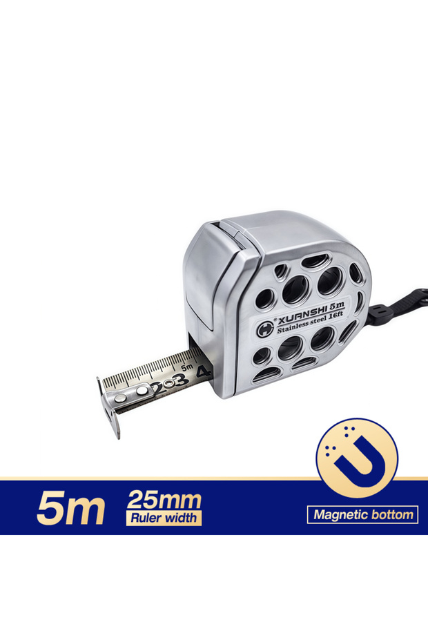New 5mX25mm Premium Retractable Magnetic Tape Measure – Stainless Steel Hollow Design for Electricia