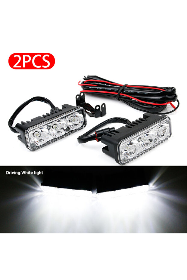2pcs white DRL BLALION Car DRL LED Daytime Running Light 12V 6000K Super White High Power Fog Lamp W